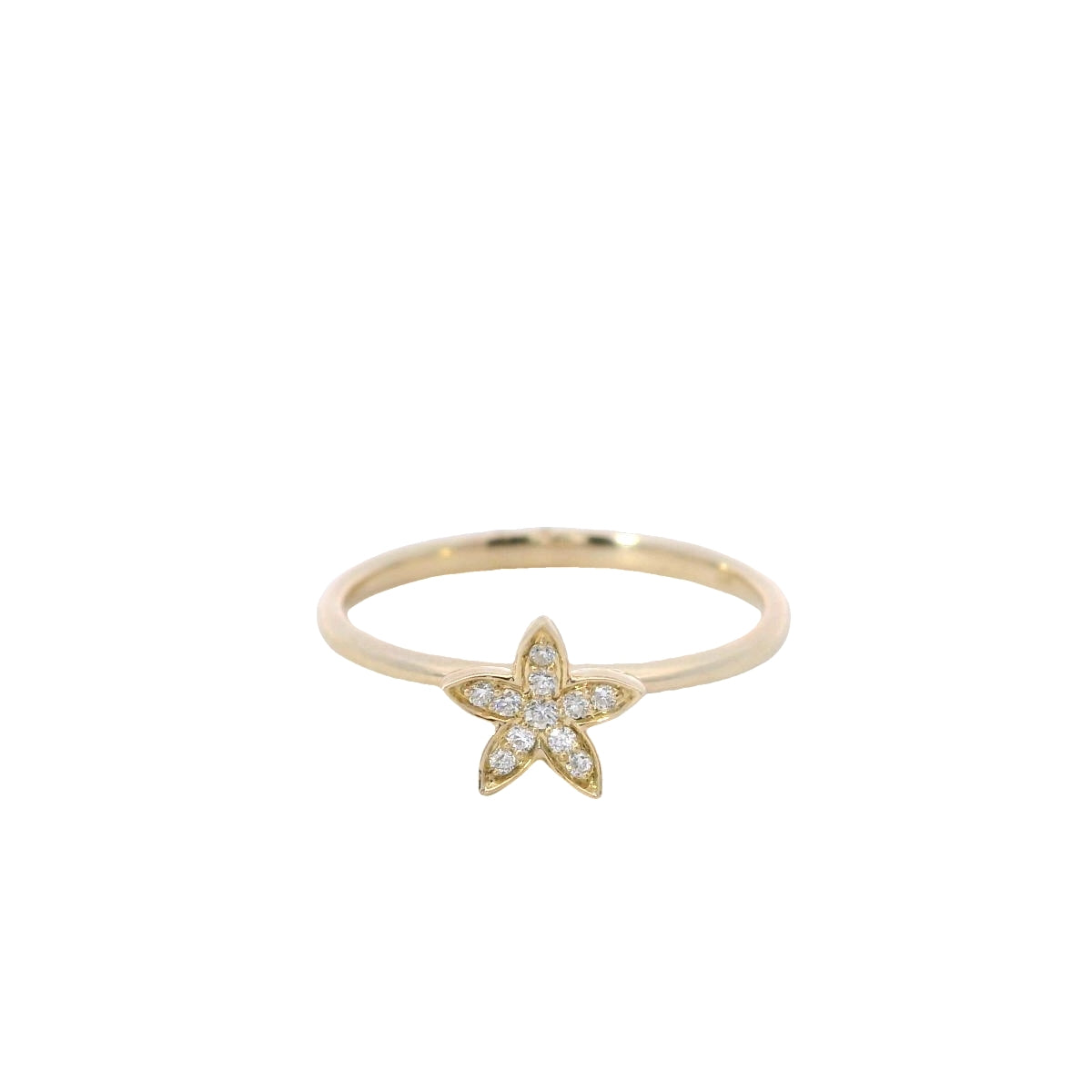 14Kt Yellow Gold Star Ring with Natural Diamonds