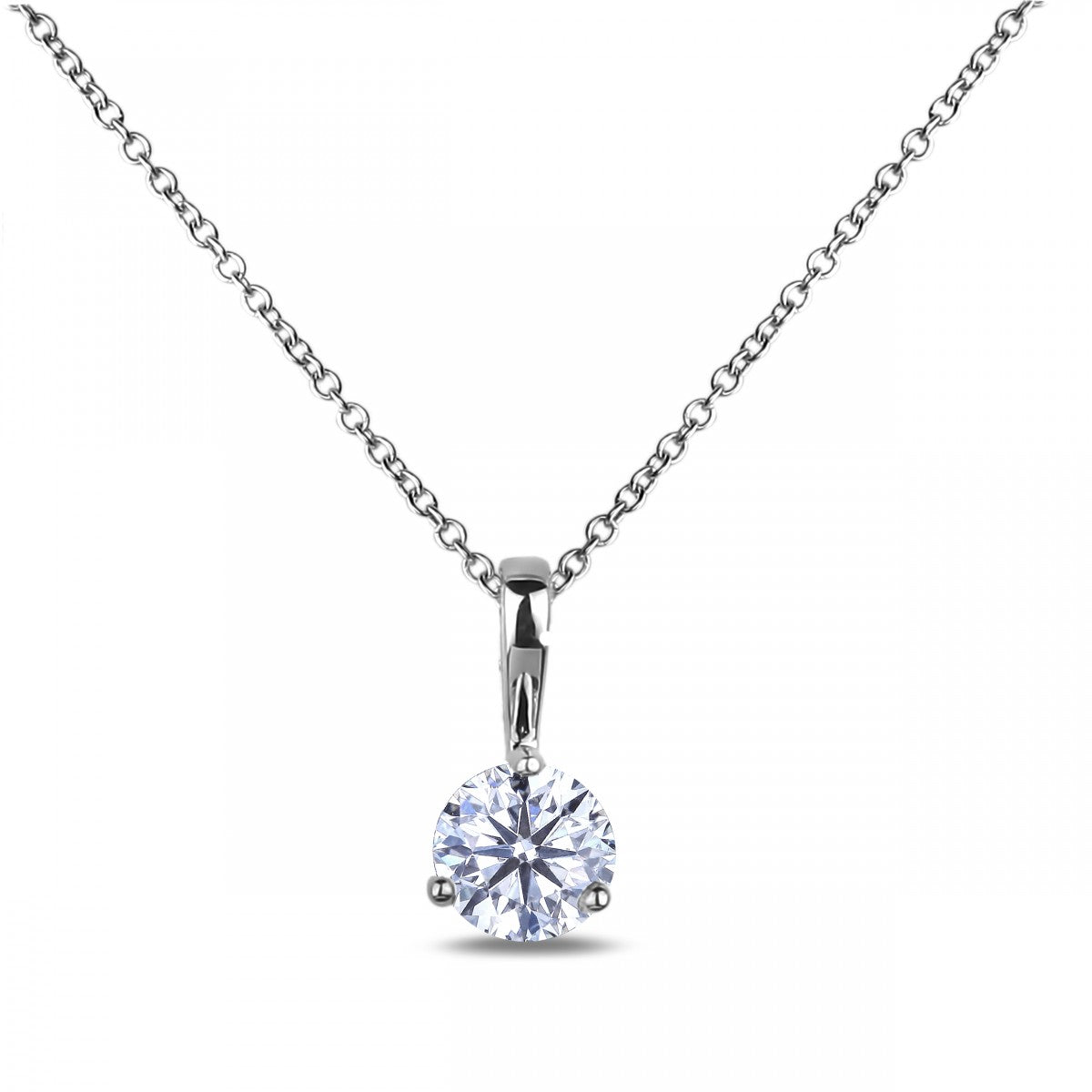 One & Only 14Kt White Gold Solitaire Pendant With .49ct Round Natural Diamond