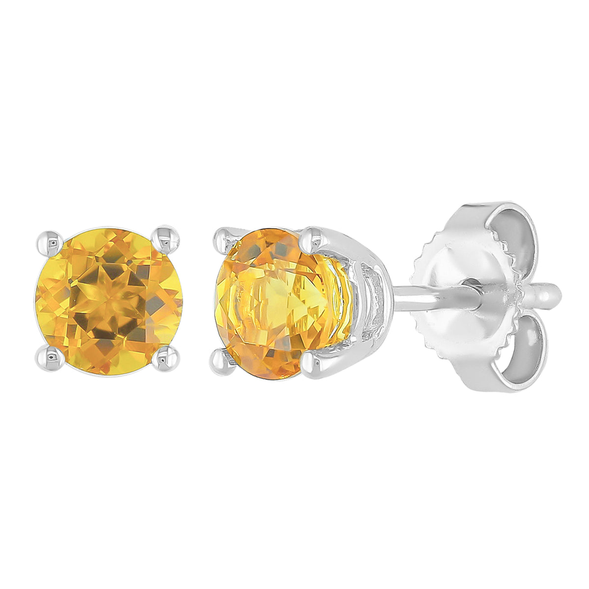 14Kt Yellow Gold 5mm Citrine Stud Earrings