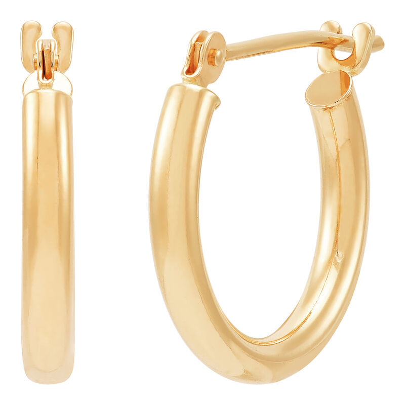 14Kt Yellow Gold 2x15mm Tube Hoop Earrings