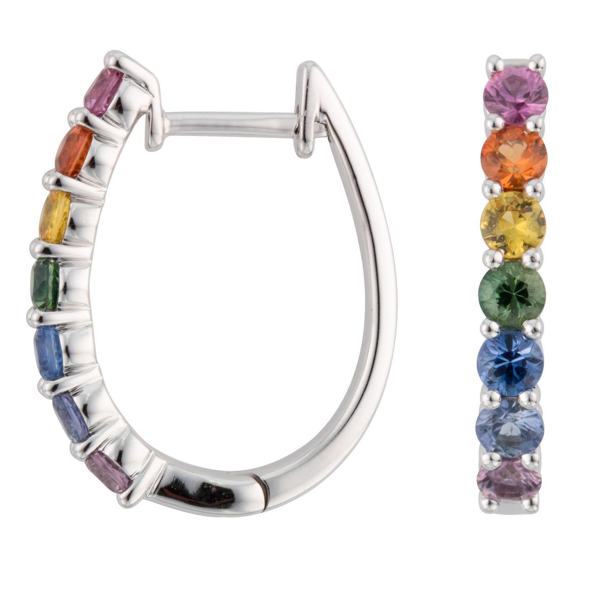 Platinum Rainbow Sapphire 1.25cttw Hoop Earrings