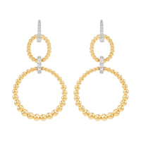 14kt Yellow & White Gold 0.22cttw Diamond Beaded Circle Dangle Earrings