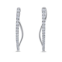 Fire & Ice 18Kt White Gold Natural Diamond Twist Hoop Earrings