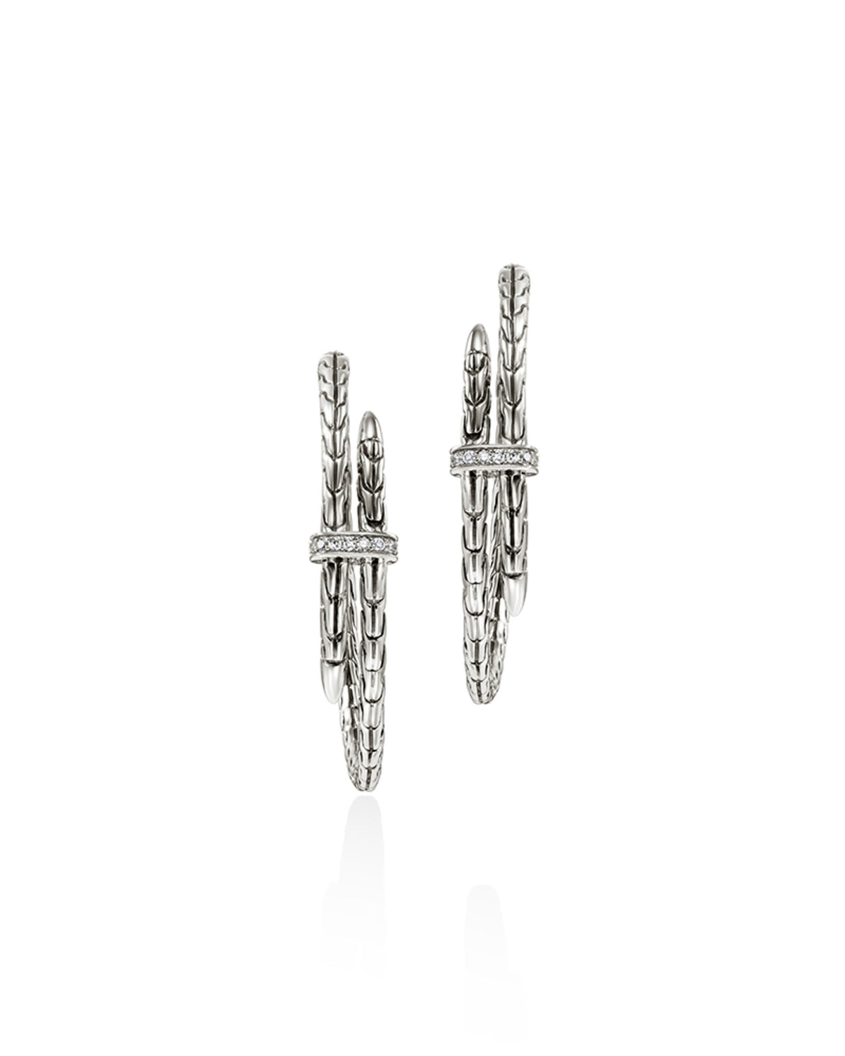 John Hardy Sterling Silver Spear Diamond Medium Hoop Earrings