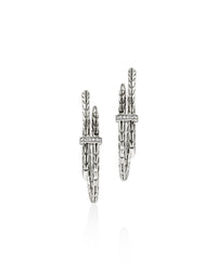 John Hardy Sterling Silver Spear Diamond Medium Hoop Earrings