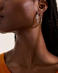 John Hardy Sterling Silver Spear Diamond Medium Hoop Earrings