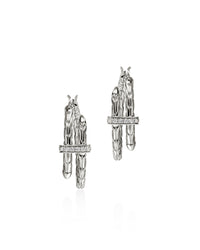 John Hardy Sterling Silver Spear Diamond Small Hoop Earrings