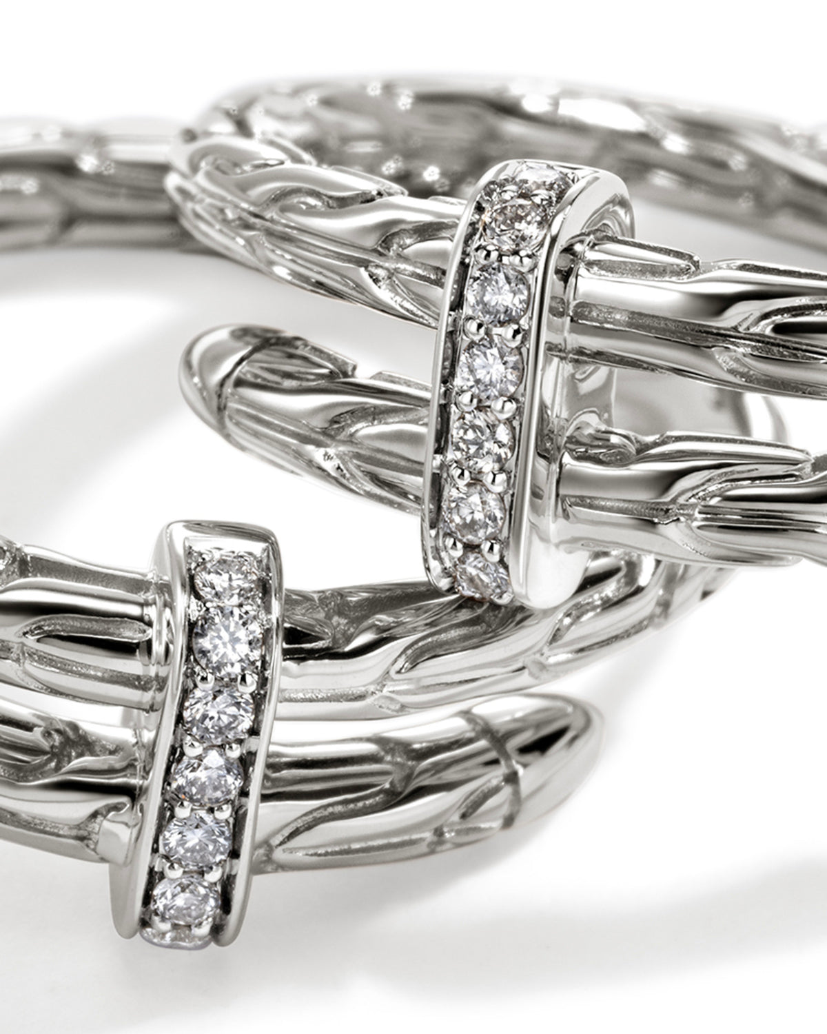 John Hardy Sterling Silver Spear Diamond Small Hoop Earrings