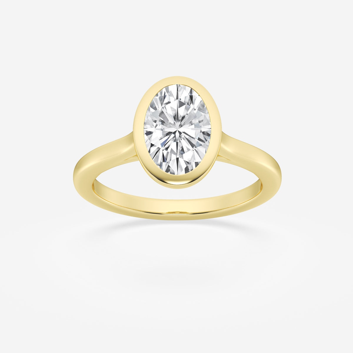 14Kt Yellow Gold Bezel-Set Solitaire 1.51ct Oval Natural Diamond Engagement Ring