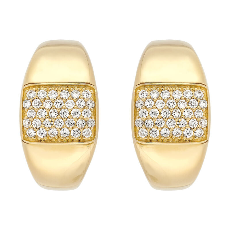 14Kt Yellow Gold 0.70cttw Diamond Bar 23mm Polished Hoop Earrings