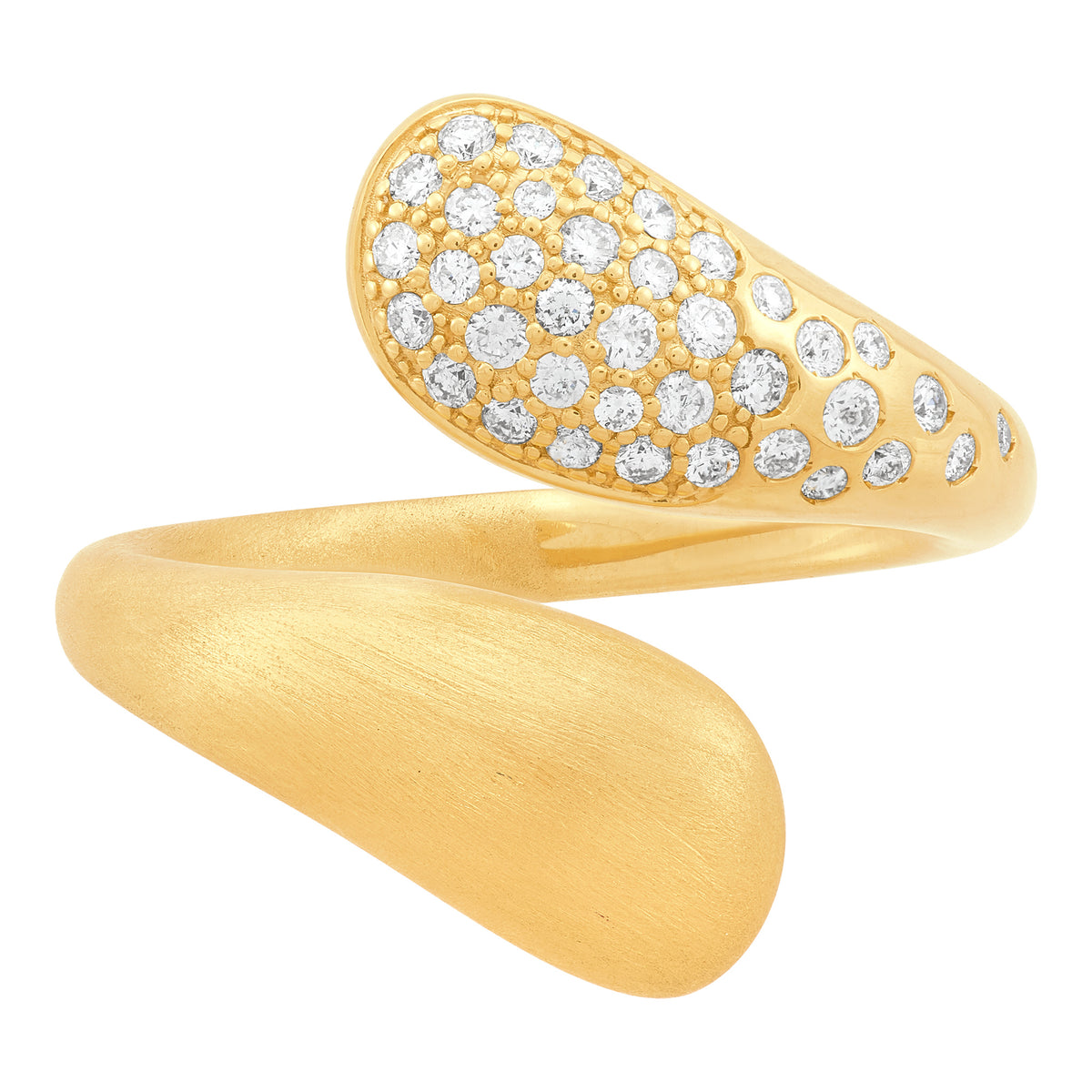14Kt Yellow Gold Polished Bypass Ring with Natural Diamonds