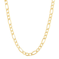 14kt Yellow Gold 5.8mm 22" 3+1 Semi-Solid Figaro Chain Necklace