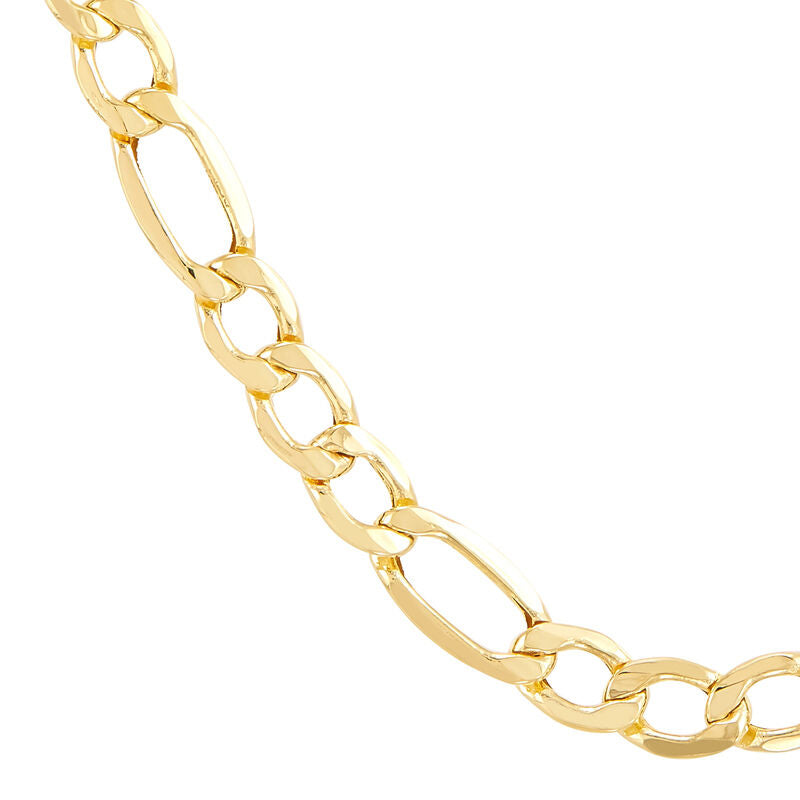 14kt Yellow Gold 5.8mm 22" 3+1 Semi-Solid Figaro Chain Necklace