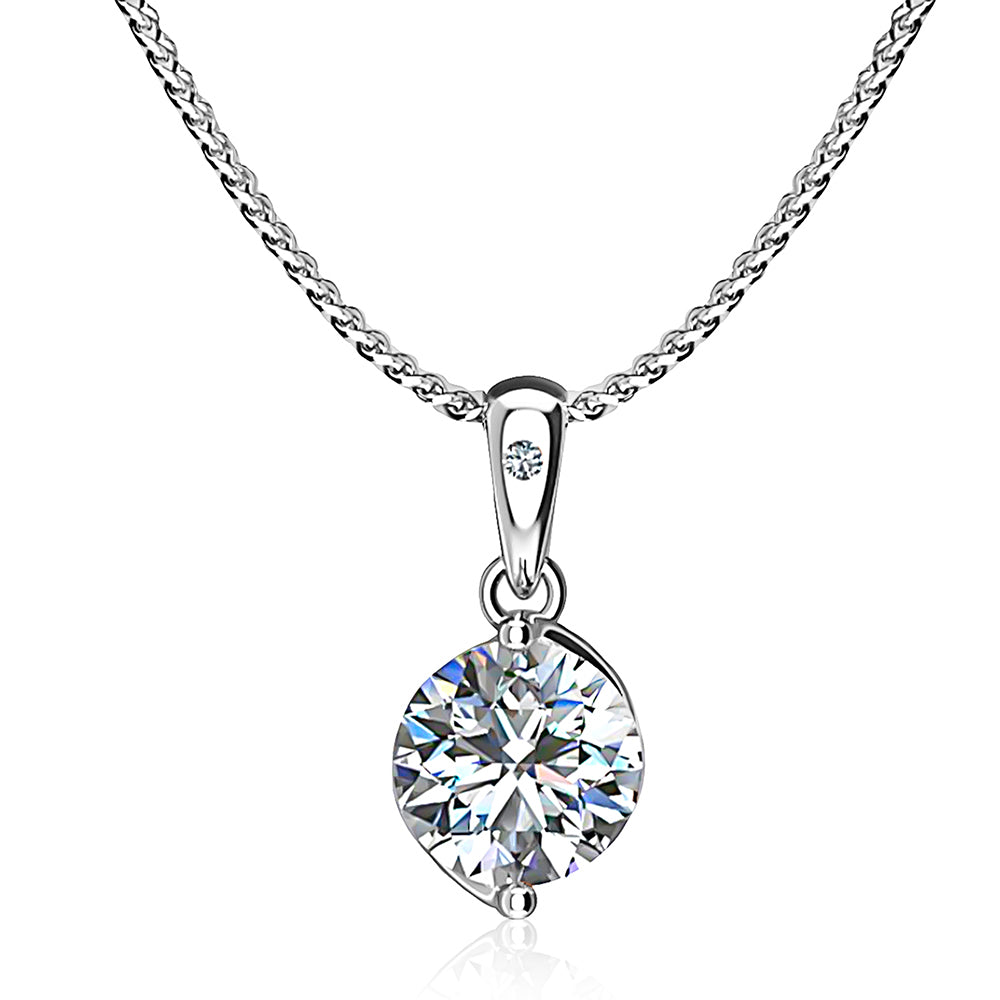 Fire & Ice 18Kt White Gold 0.53ct Natural Diamond Solitaire Pendant