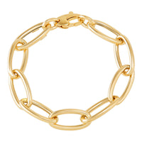 14Kt Yellow Gold Semi-Solid Polished Oval Link Bracelet