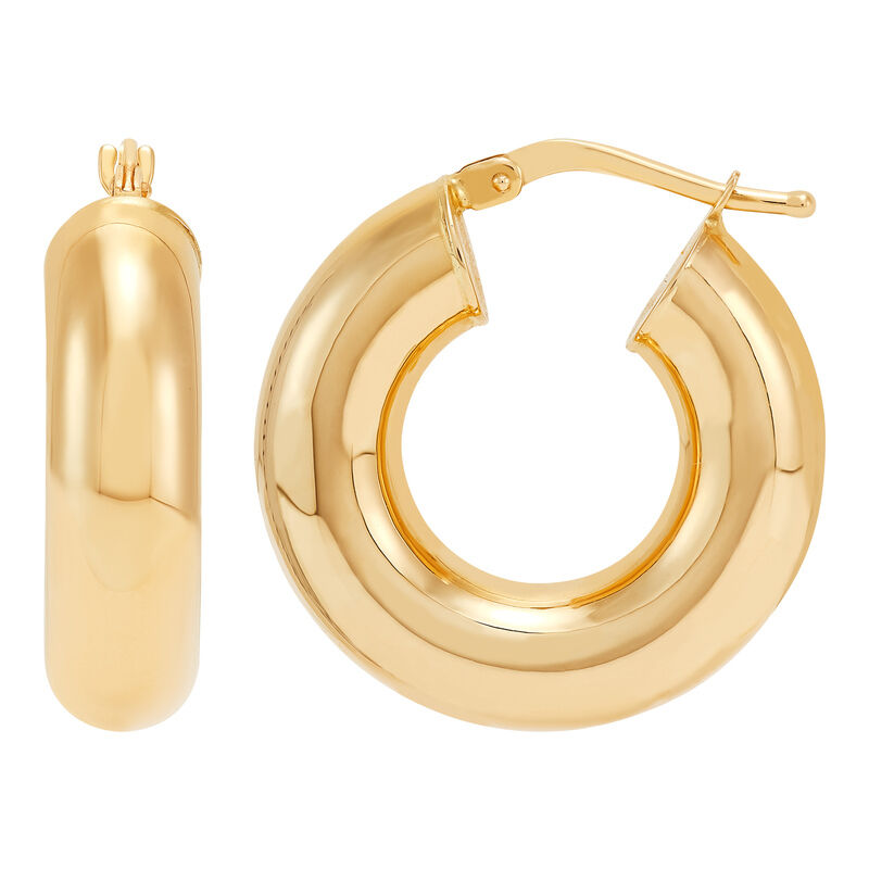 14Kt Yellow Gold 33x7mm Graduated Tube Hoop Earrings
