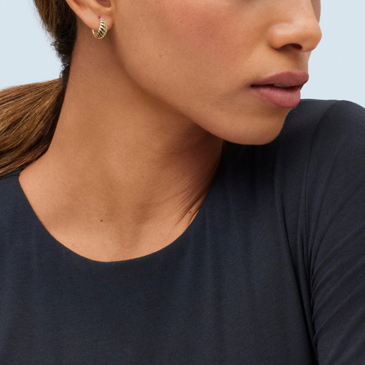 14Kt Yellow Gold  Shrimp Design Huggie Hoop Earrings