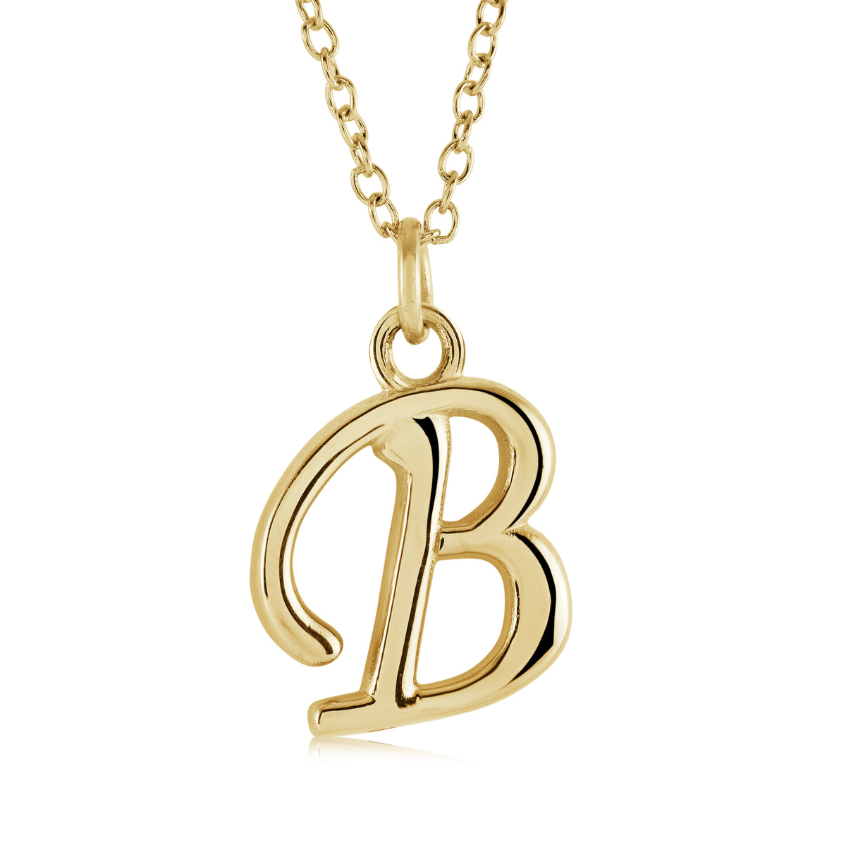 Veloria Gold Plated Stainless Steel Cursive Initial B Pendant