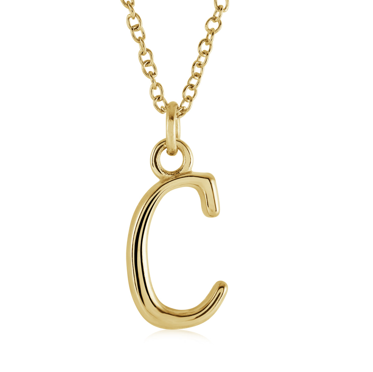 Veloria Gold Plated Stainless Steel Cursive Initial C Pendant