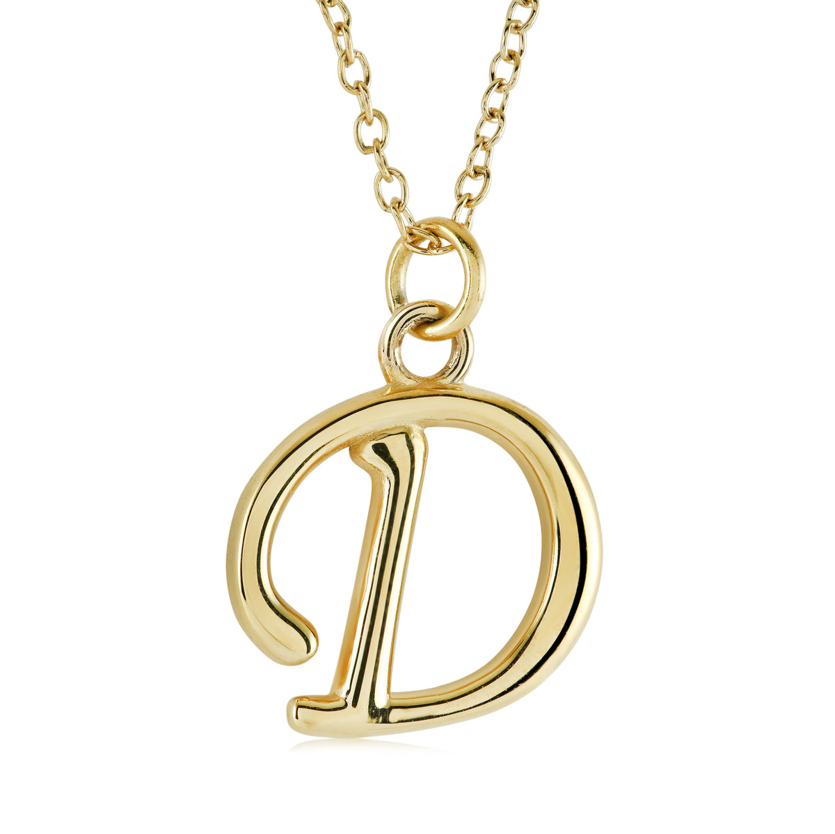 Veloria Gold Plated Stainless Steel Cursive Initial D Pendant