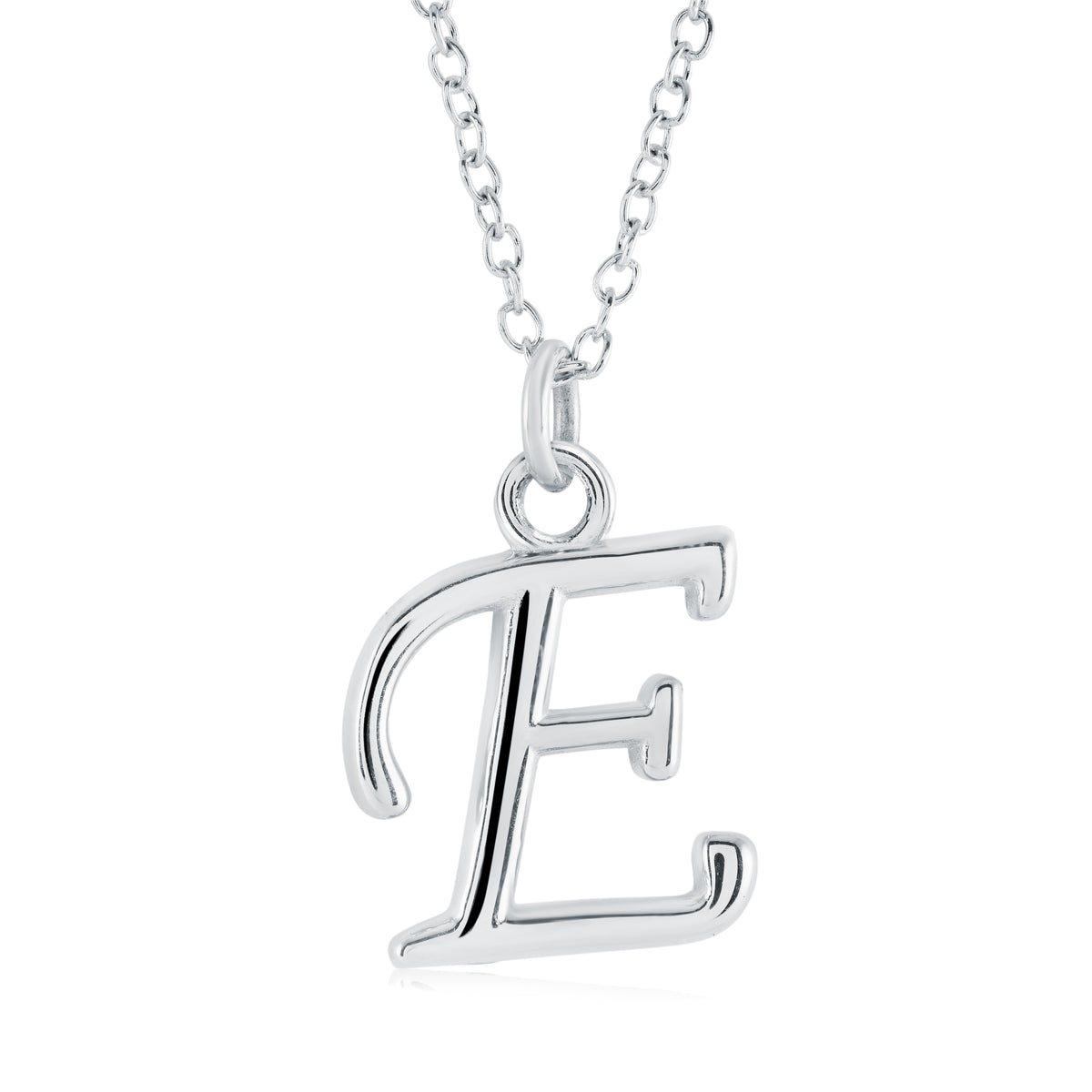 Veloria Stainless Steel Cursive Initial E Pendant