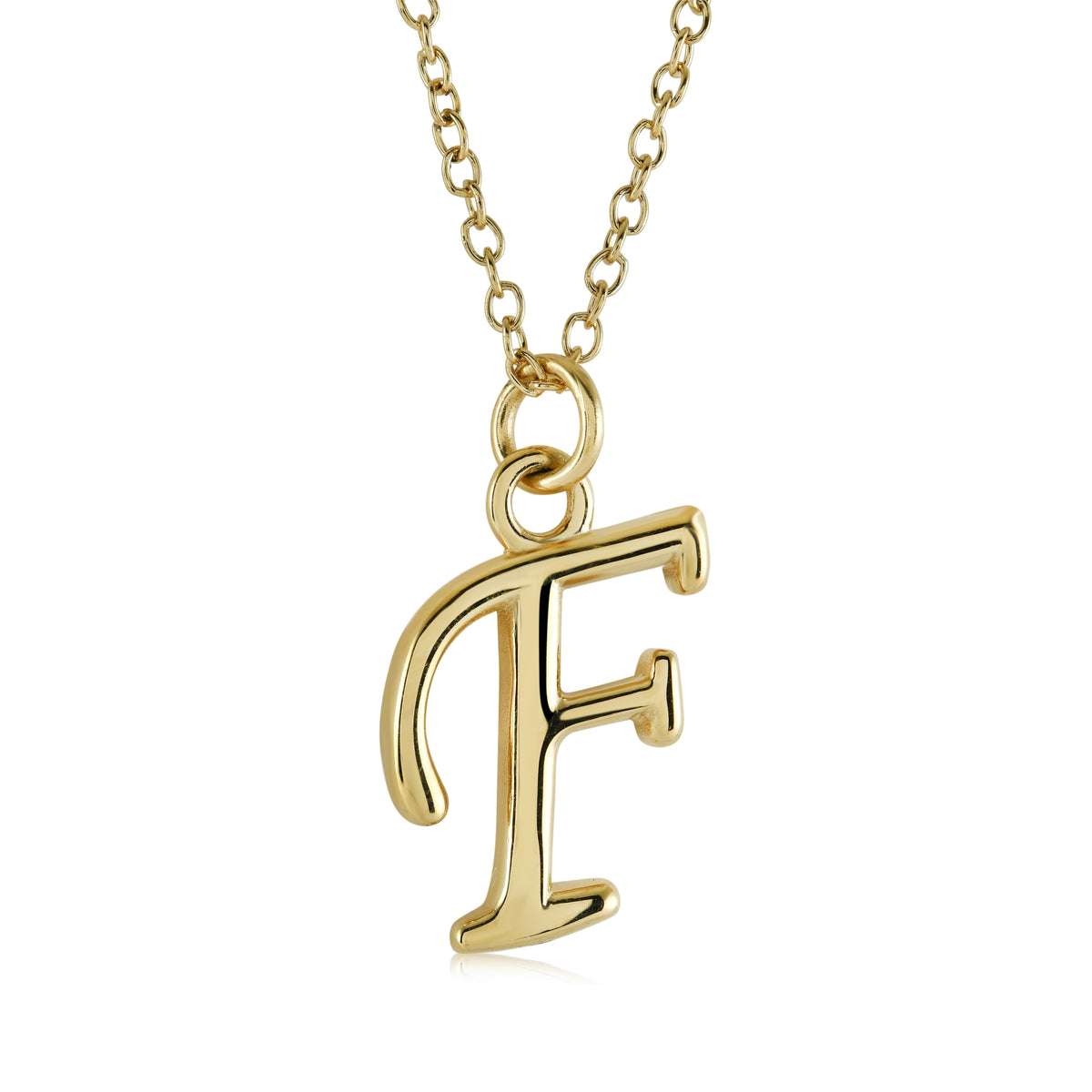 Veloria Gold Plated Stainless Steel Cursive Initial F Pendant