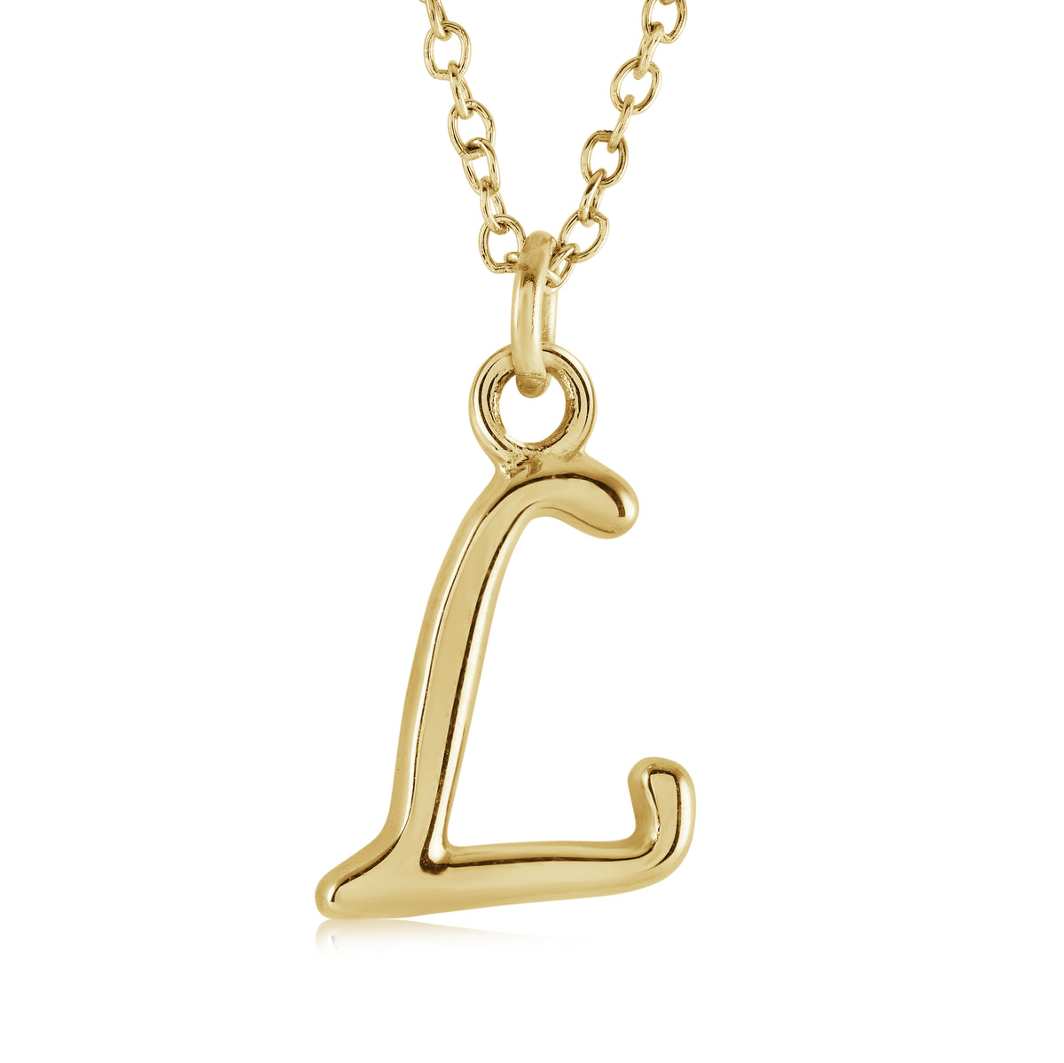 Veloria Gold Plated Stainless Steel Cursive Initial L Pendant