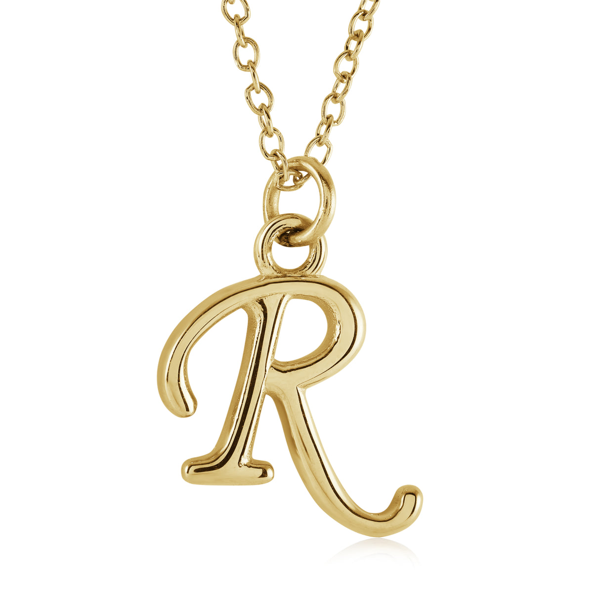 Veloria Gold Plated Stainless Steel Cursive Initial R Pendant