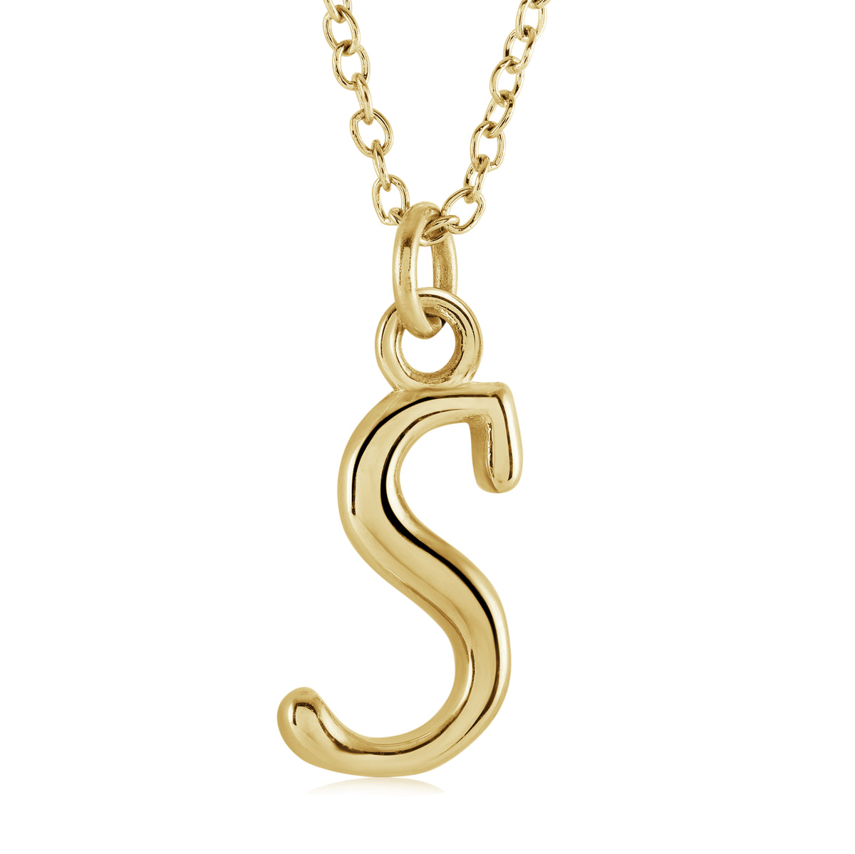 Veloria Gold Plated Stainless Steel Cursive Initial S Pendant