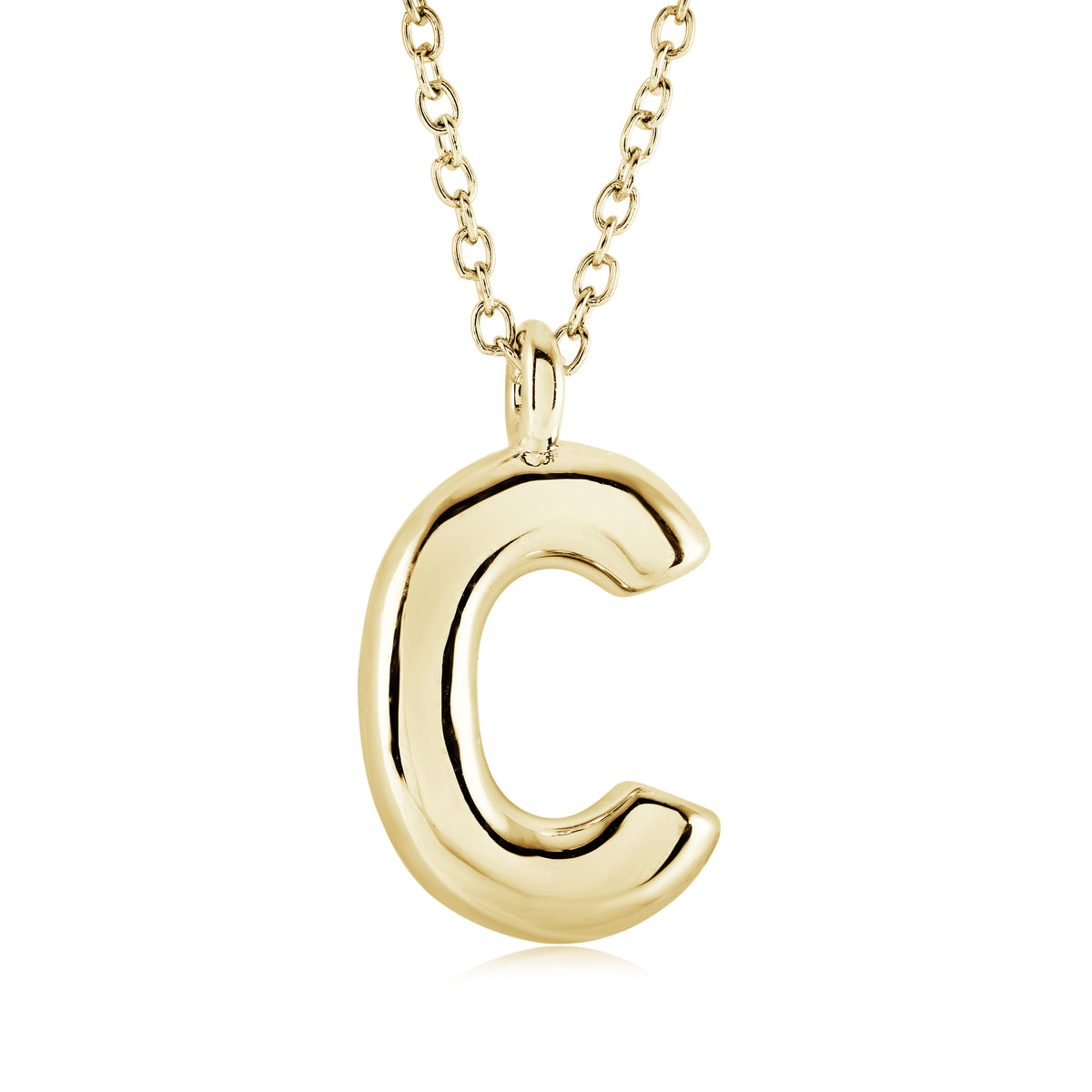 Veloria Gold Plated Stainless Steel Bubble Initial C Pendant