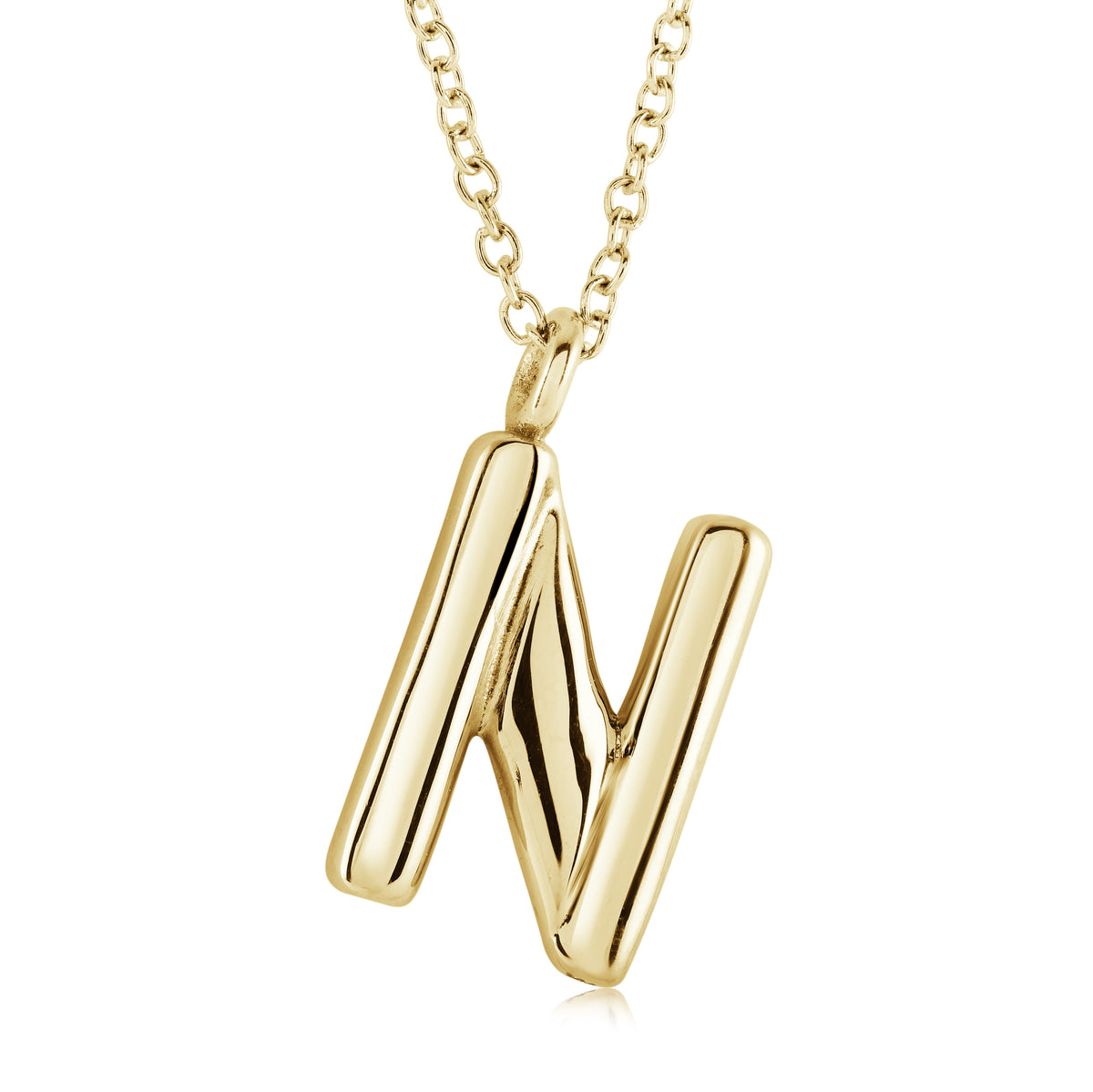Veloria Gold Plated Stainless Steel Bubble Initial N Pendant