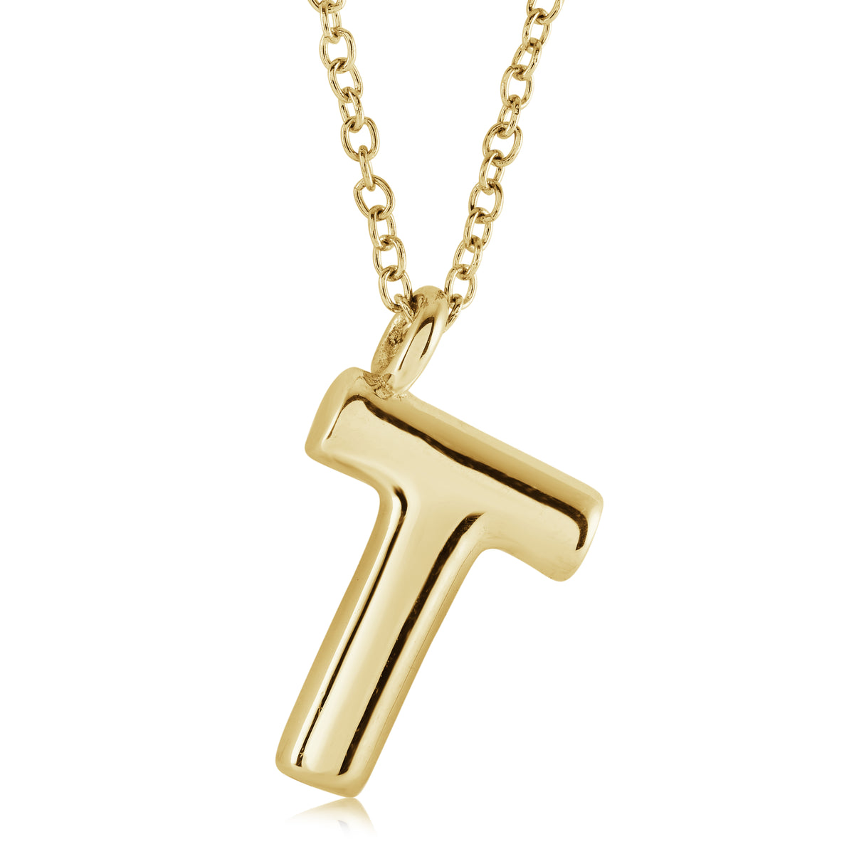 Veloria Gold Plated Stainless Steel Bubble Initial T Pendant