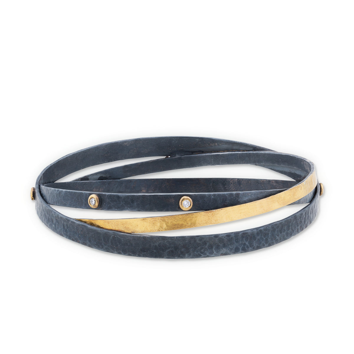 Lika Behar 24Kt Fusion Gold & Oxidized Silver "Intersect" Bangle Bracelet