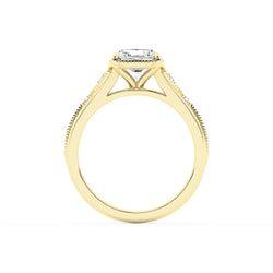 Lasker Big Rocks 14Kt Yellow Gold Vintage Collection Ring With 3.11ct Lab-Grown Elongated Cushion Center Diamond