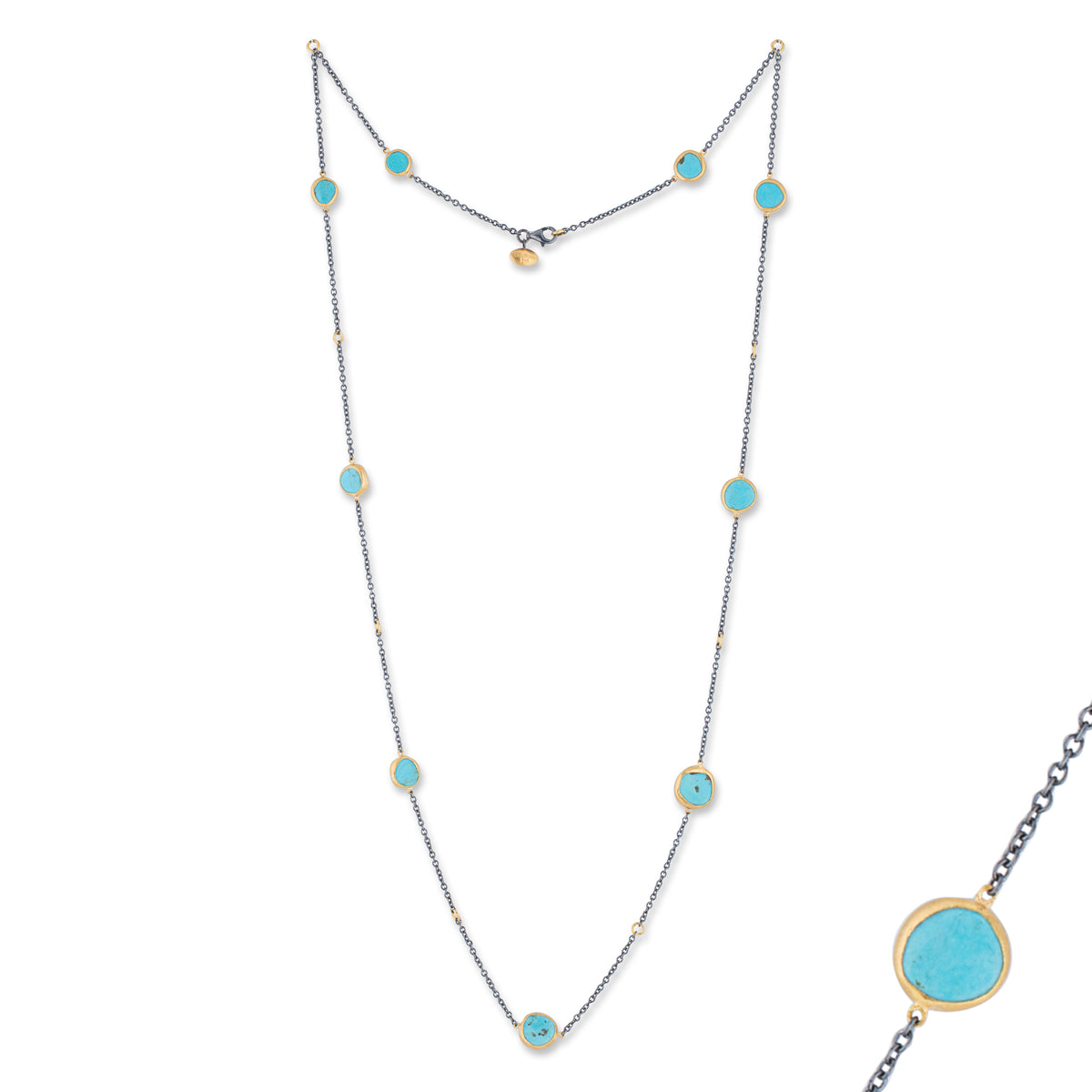 Lika Behar 24Kt Gold & Oxidized Sterling Silver Kingman Turquoise Necklace