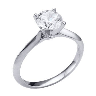 14Kt White Gold Tapered Knife-Edge Solitaire Ring Mounting - Round Center Stone Sold Separately