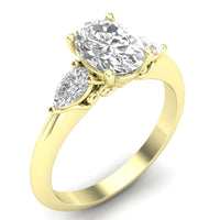 14Kt Yellow Gold Ring Mounting With .40cttw Pear-Shape Diamonds And Designer Profile