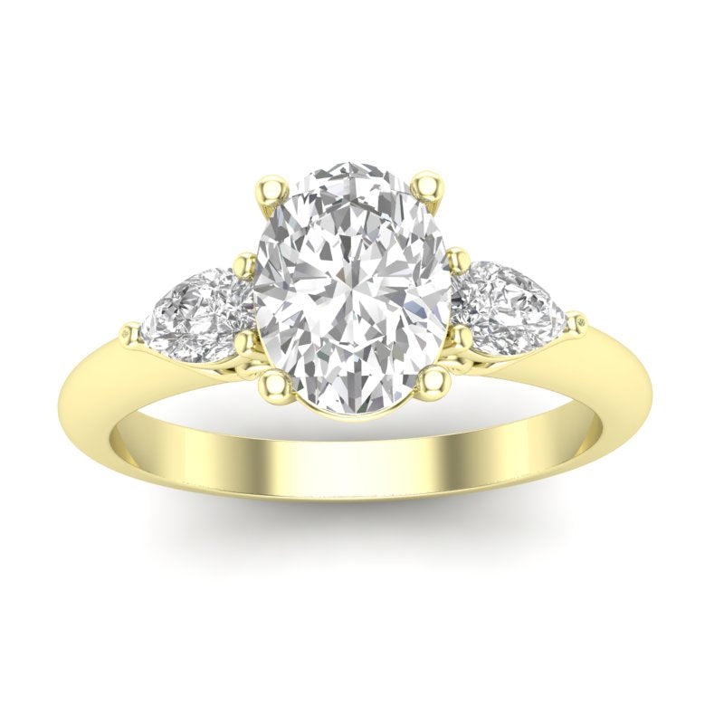 14Kt Yellow Gold Ring Mounting With .40cttw Pear-Shape Diamonds And Designer Profile