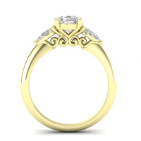 14Kt Yellow Gold Ring Mounting With .40cttw Pear-Shape Diamonds And Designer Profile