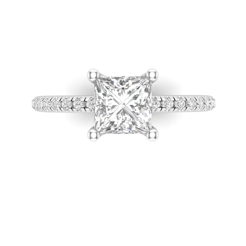 14Kt White Gold Classic Prong Engagement Ring With .80ct Natural Center Diamond