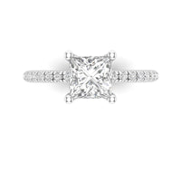 14Kt White Gold Classic Prong Engagement Ring With .80ct Natural Center Diamond