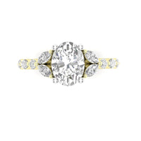14Kt Yellow Gold Ring Mounting with Natural Marquise and Round Accent Diamonds