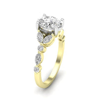 14Kt Yellow Gold Ring Mounting with Natural Marquise and Round Accent Diamonds
