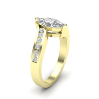 14Kt Yellow Gold Bypass Channel Ring With 1.00ct Marquise Natural Center Diamond