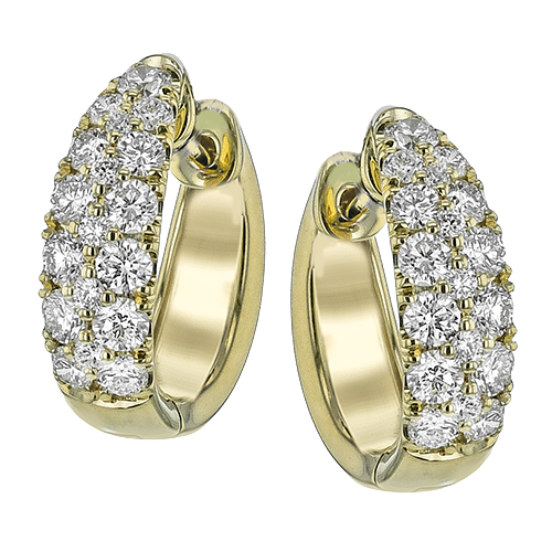 Simon G. 18Kt Yellow Gold Tapered Hinged Hoop Earrings with Natural Diamonds