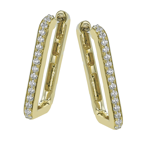 Simon G -18Kt Yellow Gold Rectangular Hoop Earrings with Natural Diamonds