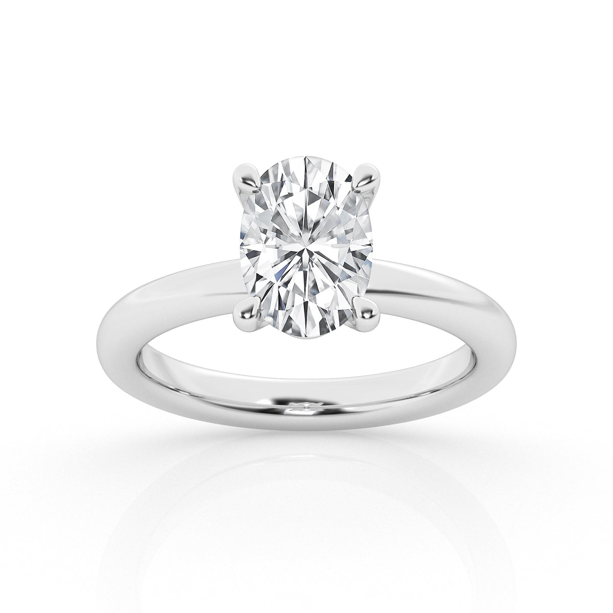 14Kt White Gold Oval 3.01ct Lab-Grown Center Diamond Solitaire Ring
