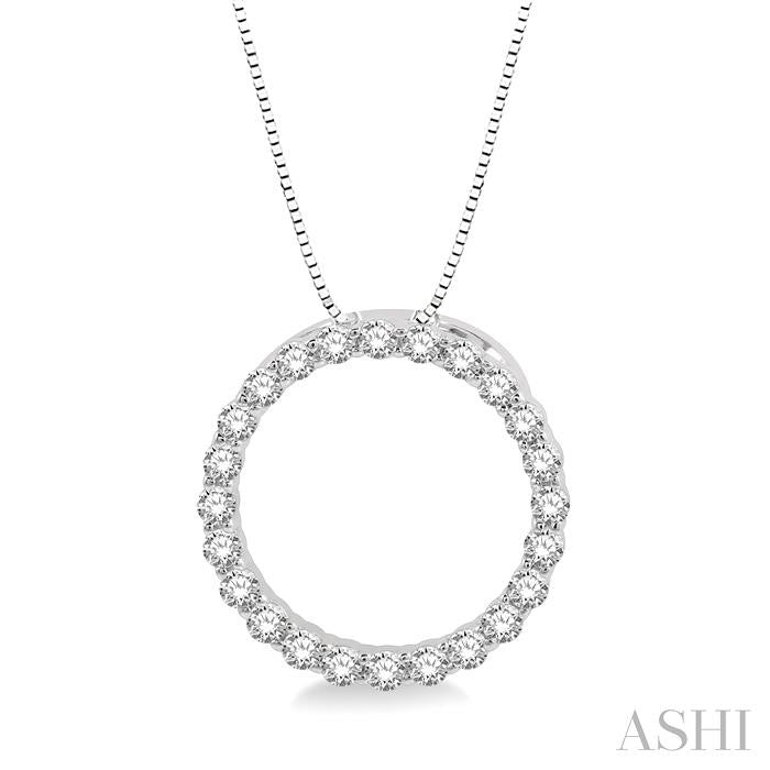14Kt White Gold Circle of Love Pendant with .25Cttw Natural Diamonds