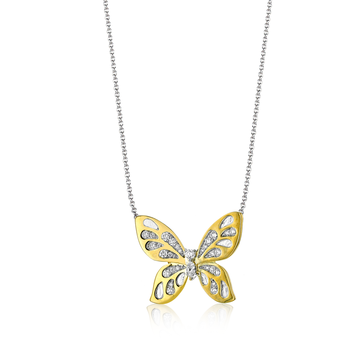 Simon G. 18kt Yellow and White Gold Butterfly Pendant