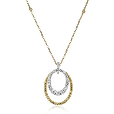 Simon G.18Kt Yellow and White Gold Double Pendant with Natural Diamonds